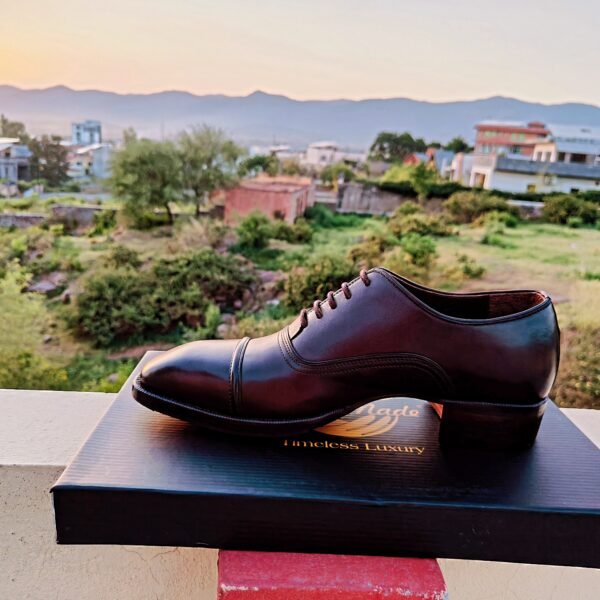 Brown Ambassador Oxfords with chunky double leather sole and Cuban heel