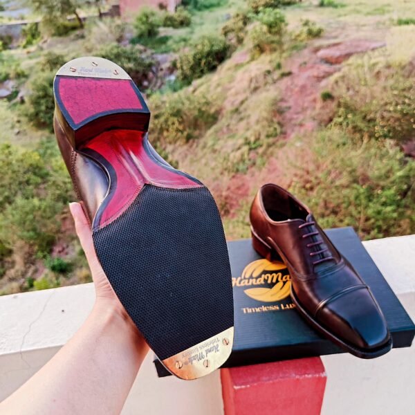 Brown Ambassador Oxfords with chunky double leather sole and Cuban heel