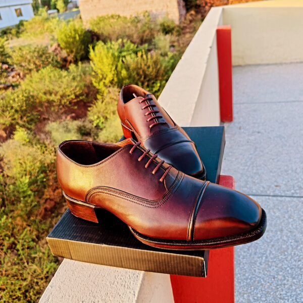 Brown Ambassador Oxfords with chunky double leather sole and Cuban heel