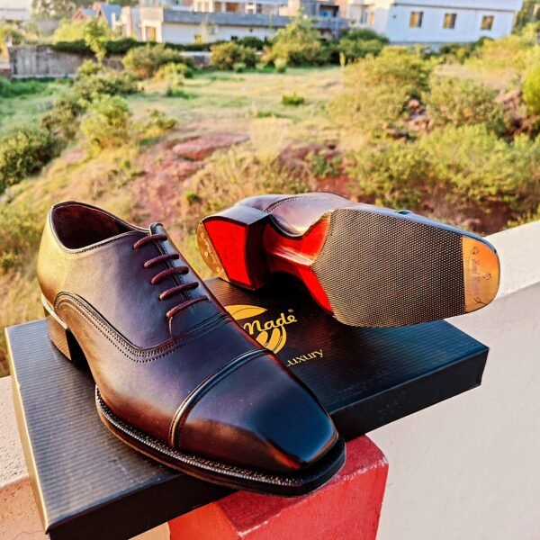 Brown Ambassador Oxfords with chunky double leather sole and Cuban heel