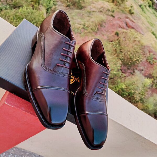 Brown Ambassador Oxfords with chunky double leather sole and Cuban heel