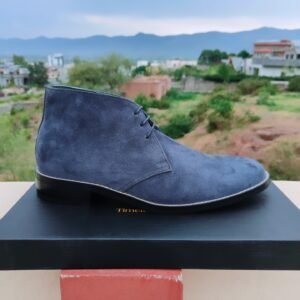 Bluish Grey Suede Ankle Boots – Handmade Men's Footwear