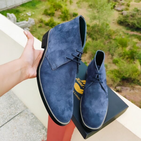 Bluish Grey Suede Ankle Boots – Handmade Men's Footwear