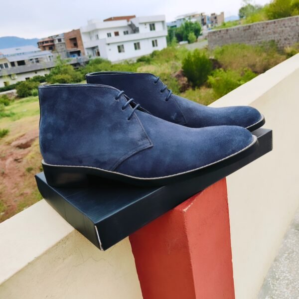 Bluish Grey Suede Ankle Boots – Handmade Men's Footwear