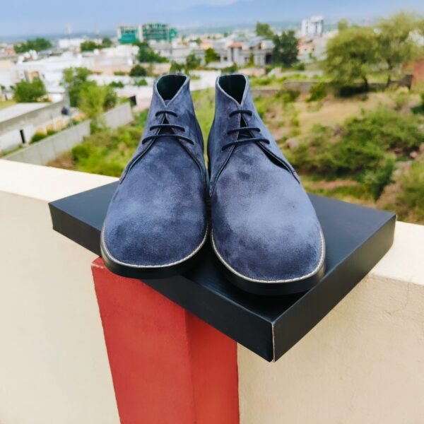 Bluish Grey Suede Ankle Boots – Handmade Men's Footwear