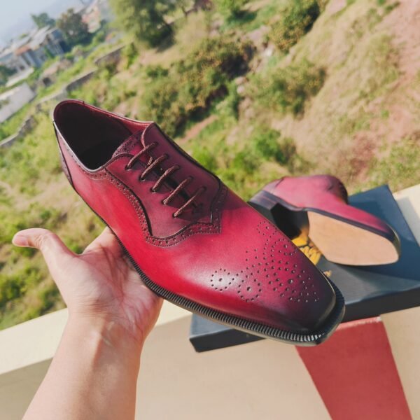 Handmade Burgundy Leather Oxford Shoes for Men – Formal Wear