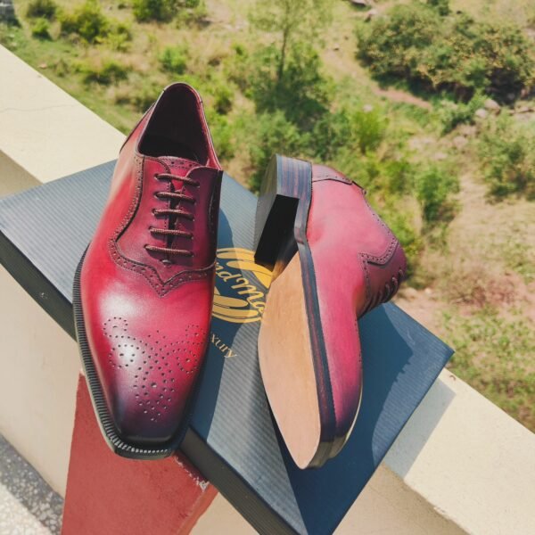 Handmade Burgundy Leather Oxford Shoes for Men – Formal Wear