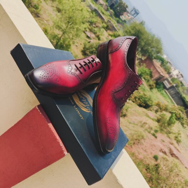 Handmade Burgundy Leather Oxford Shoes for Men – Formal Wear