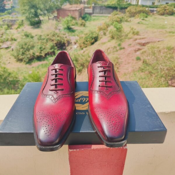 Handmade Burgundy Leather Oxford Shoes for Men – Formal Wear