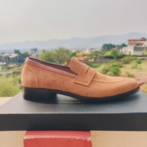 Camel Suede Loafers LF-CSL-011 – men’s handmade loafers with rubber sole and soft suede leather.