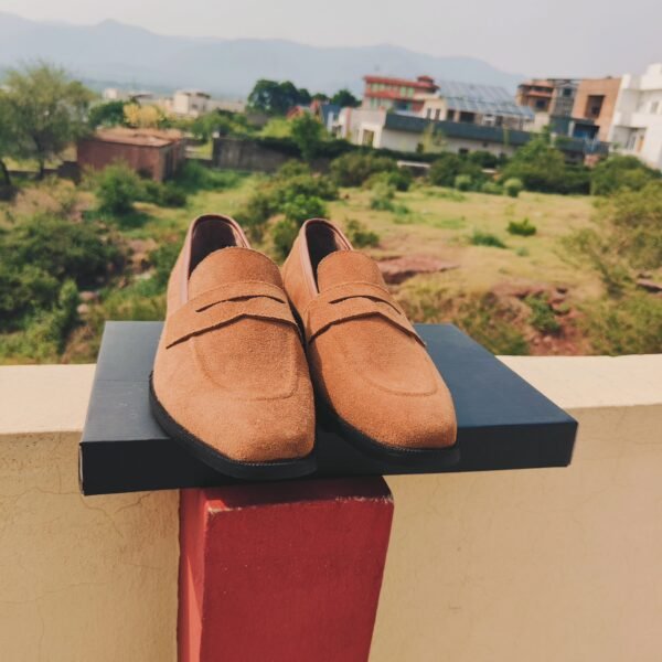 Camel Suede Loafers LF-CSL-011 – men’s handmade loafers with rubber sole and soft suede leather.