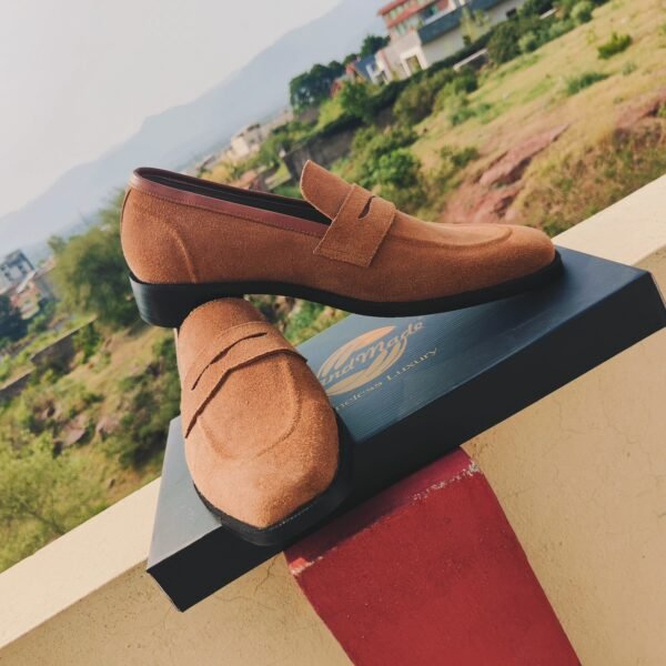 Camel Suede Loafers LF-CSL-011 – men’s handmade loafers with rubber sole and soft suede leather.