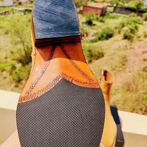 Camel color suede cowboy boots for men – western style leather boots with rubber sole – BT-CS-013