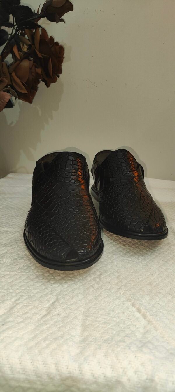 Croc embossed leather chapli for men – traditional handmade footwear – CH-CE-007