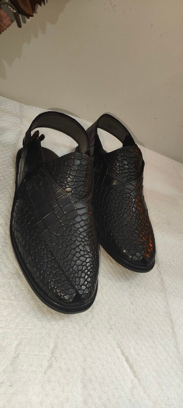 Croc embossed leather chapli for men – traditional handmade footwear – CH-CE-007