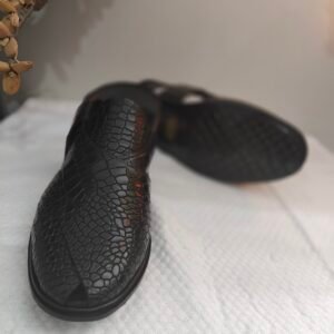 Croc embossed leather chapli for men – traditional handmade footwear – CH-CE-007