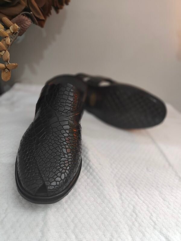 Croc embossed leather chapli for men – traditional handmade footwear – CH-CE-007