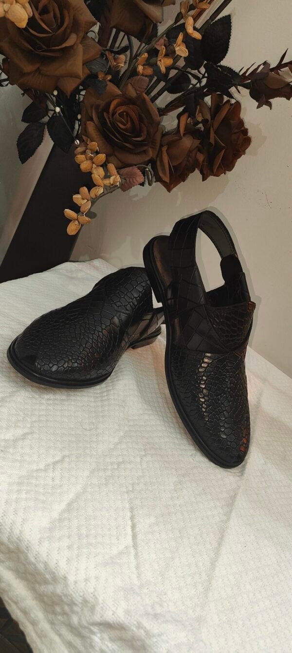 Croc embossed leather chapli for men – traditional handmade footwear – CH-CE-007