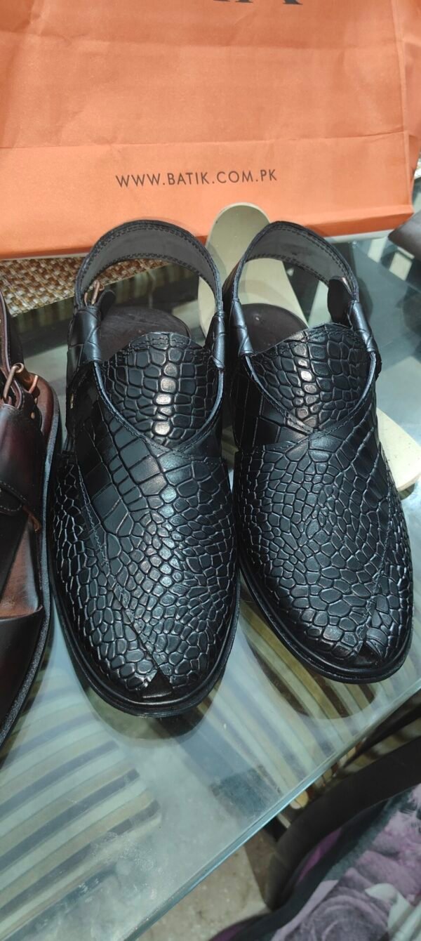 Croc embossed leather chapli for men – traditional handmade footwear – CH-CE-007