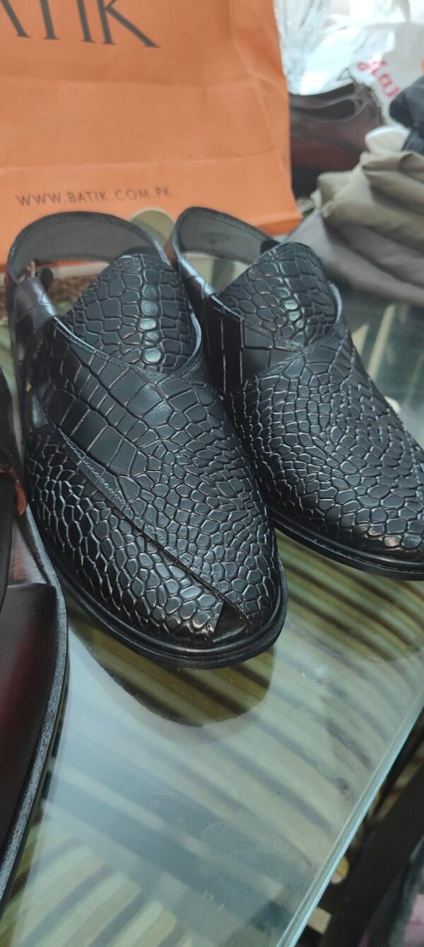 Croc embossed leather chapli for men – traditional handmade footwear – CH-CE-007