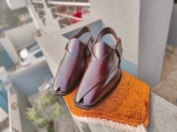 Dark burgundy leather chapli for men – traditional handmade footwear – CH-DB-006