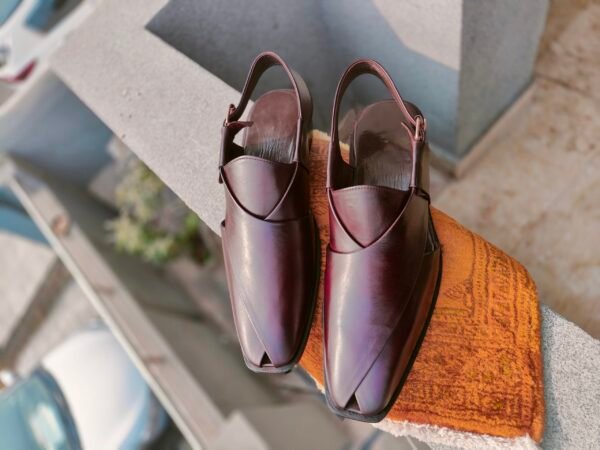 Dark burgundy leather chapli for men – traditional handmade footwear – CH-DB-006