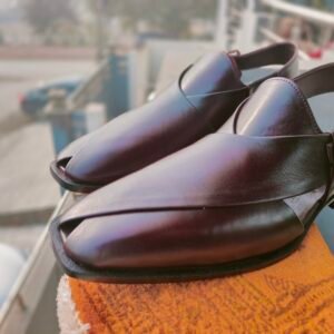 Dark burgundy leather chapli for men – traditional handmade footwear – CH-DB-006