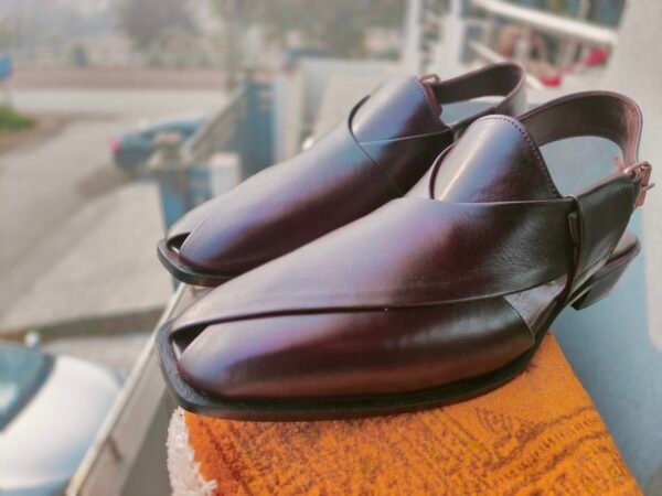 Dark burgundy leather chapli for men – traditional handmade footwear – CH-DB-006