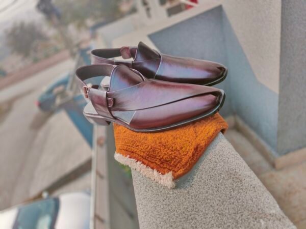 Dark burgundy leather chapli for men – traditional handmade footwear – CH-DB-006