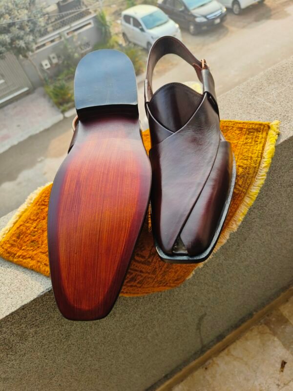 Dark burgundy leather chapli for men – traditional handmade footwear – CH-DB-006