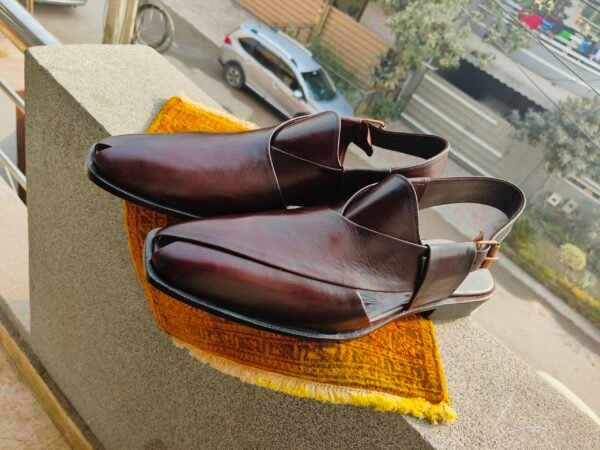 Dark burgundy leather chapli for men – traditional handmade footwear – CH-DB-006