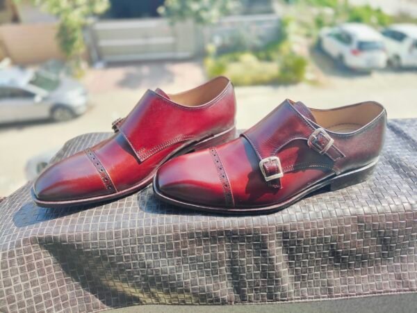 Double buckle monkstrap shoes in premium leather with Goodyear welt and leather sole – MK-DBM-003