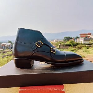 Handmade double buckle monkstrap leather shoes by Handmade Artisans