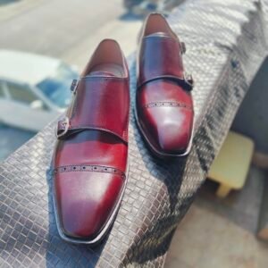 Double buckle monkstrap shoes in premium leather with Goodyear welt and leather sole – MK-DBM-003