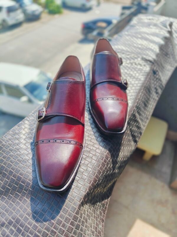 Double buckle monkstrap shoes in premium leather with Goodyear welt and leather sole – MK-DBM-003