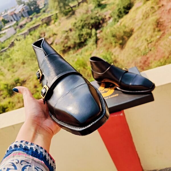 Handmade double buckle monkstrap leather shoes by Handmade Artisans