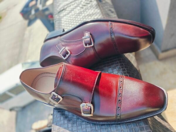 Double buckle monkstrap shoes in premium leather with Goodyear welt and leather sole – MK-DBM-003