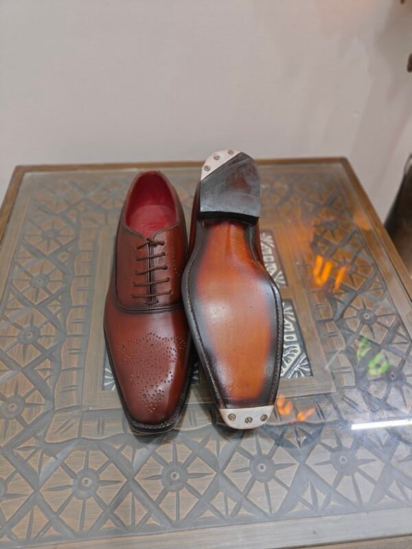 Dual Metal Taps Oxford shoes for men – formal leather footwear with heel and toe taps – OX-DMT-019