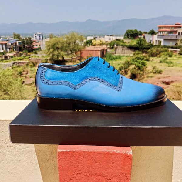 Dual Texture Light Blue Oxfords OX-DTLBO-015 – handcrafted leather dress shoes with two-tone texture finish.
