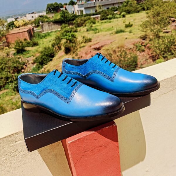 Dual Texture Light Blue Oxfords OX-DTLBO-015 – handcrafted leather dress shoes with two-tone texture finish.