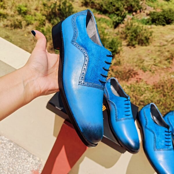 Dual Texture Light Blue Oxfords OX-DTLBO-015 – handcrafted leather dress shoes with two-tone texture finish.