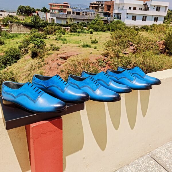 Dual Texture Light Blue Oxfords OX-DTLBO-015 – handcrafted leather dress shoes with two-tone texture finish.