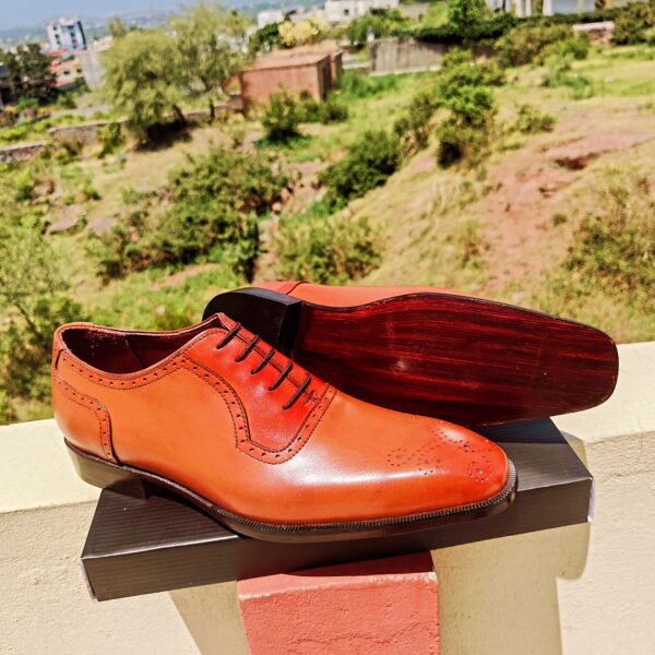 Dual Tone Leather Oxfords OX-DTO-011 with single and double leather sole options – handcrafted luxury dress shoes for men.