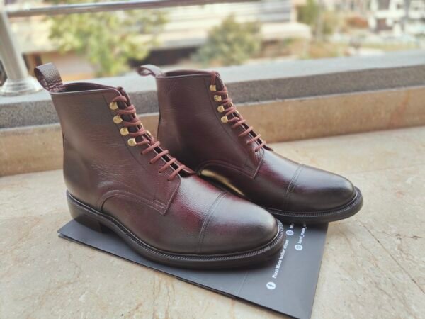 Grained leather boots for men – premium textured leather with durable construction – BT-GL-012