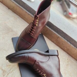 Grained leather boots for men – premium textured leather with durable construction – BT-GL-012