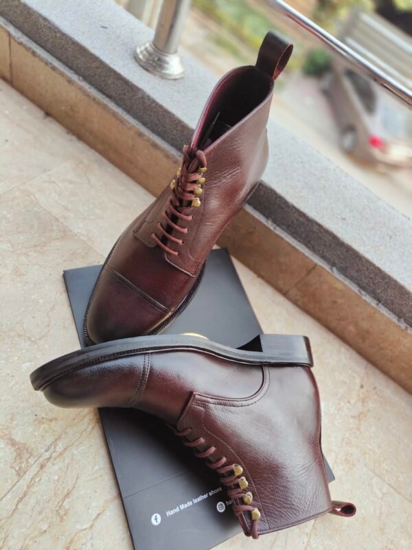 Grained leather boots for men – premium textured leather with durable construction – BT-GL-012