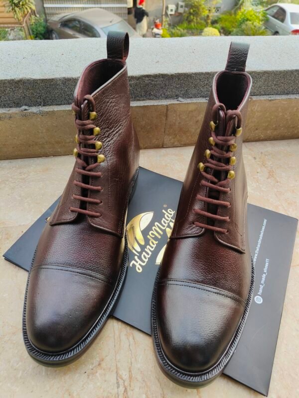 Grained leather boots for men – premium textured leather with durable construction – BT-GL-012