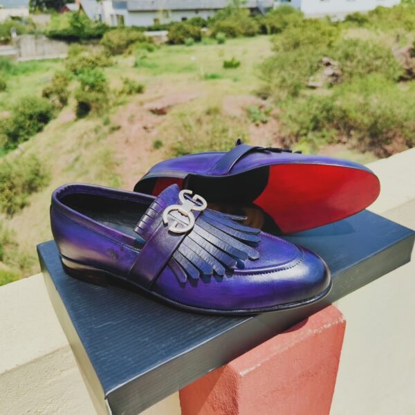 Indigo Gucci Buckle Loafers with leather sole options