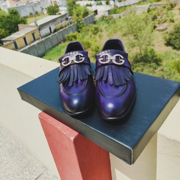 Indigo Gucci Buckle Loafers with leather sole options