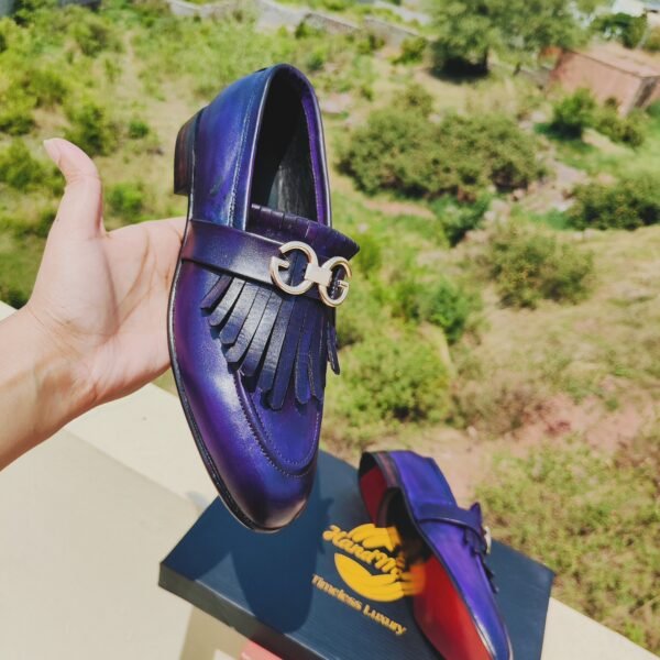 Indigo Gucci Buckle Loafers with leather sole options